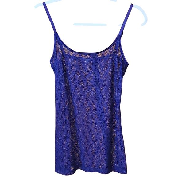 Purple Sheer Lace camisole Tank Size Large Adjustable Straps Charlotte Russe - Picture 1 of 5